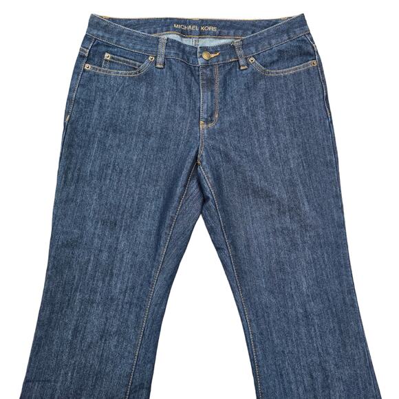 MMK Bootcut Jeans Size 6 Dark Stretch Denim Michael Kors Gold Sausilito Boot - Picture 2 of 9